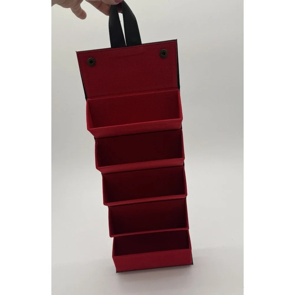 5 Slot Hanging Sunglasses Organizer‎ Travel Case Black Red Storage NWOT